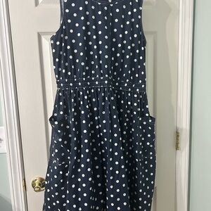 1901 Blue and White Crew Neck Midi Sundress